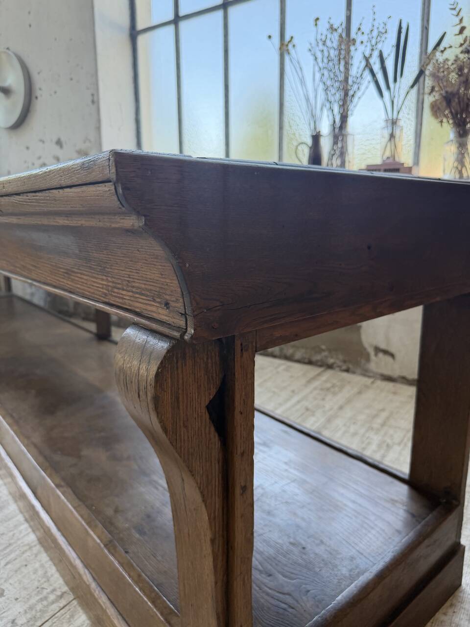 Table de gantier drapière 1900 chêne massif 330cm XL