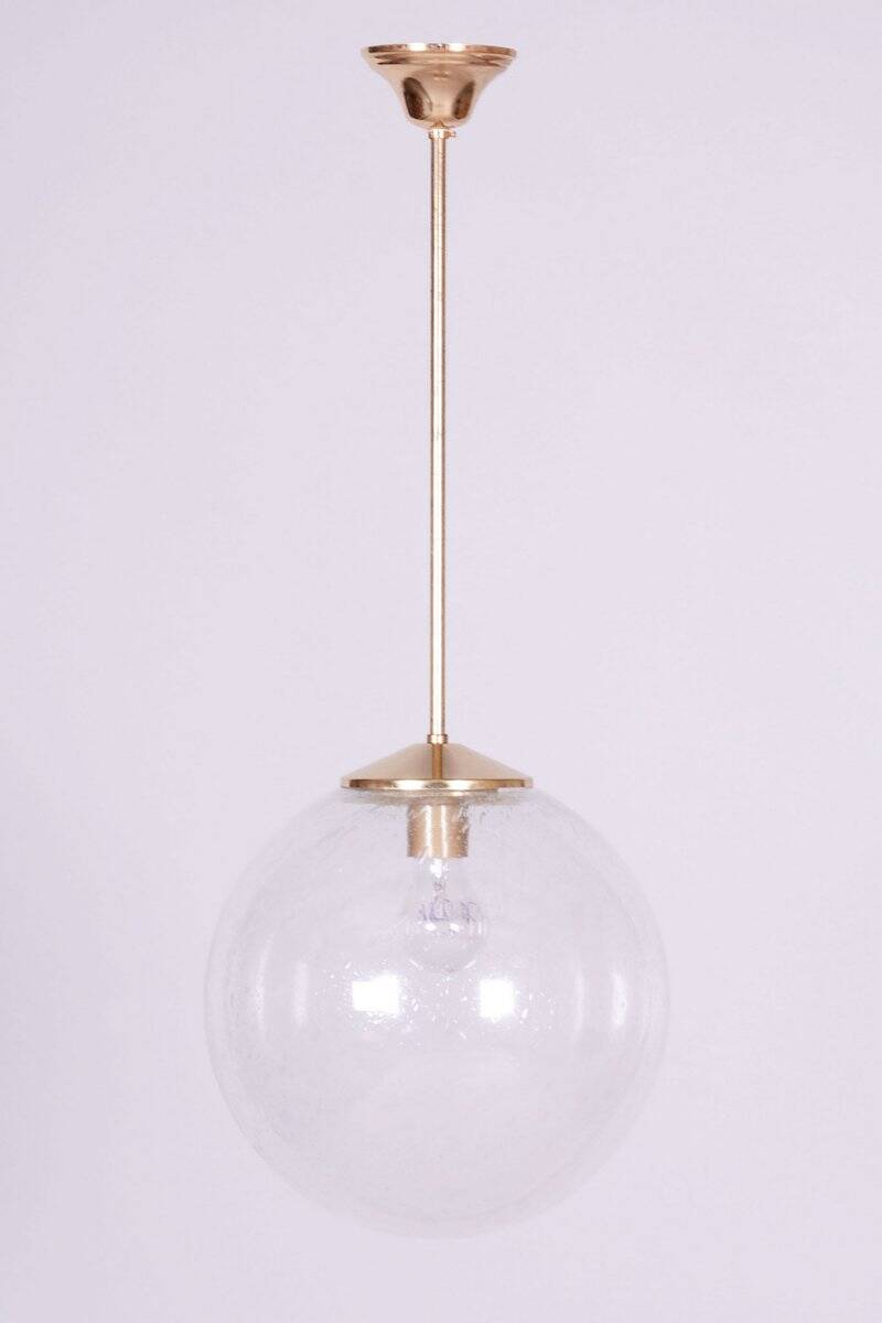 Mid-Century Chandelier in Glass and Brass by Kamenický Šenov, Czech, 1960s