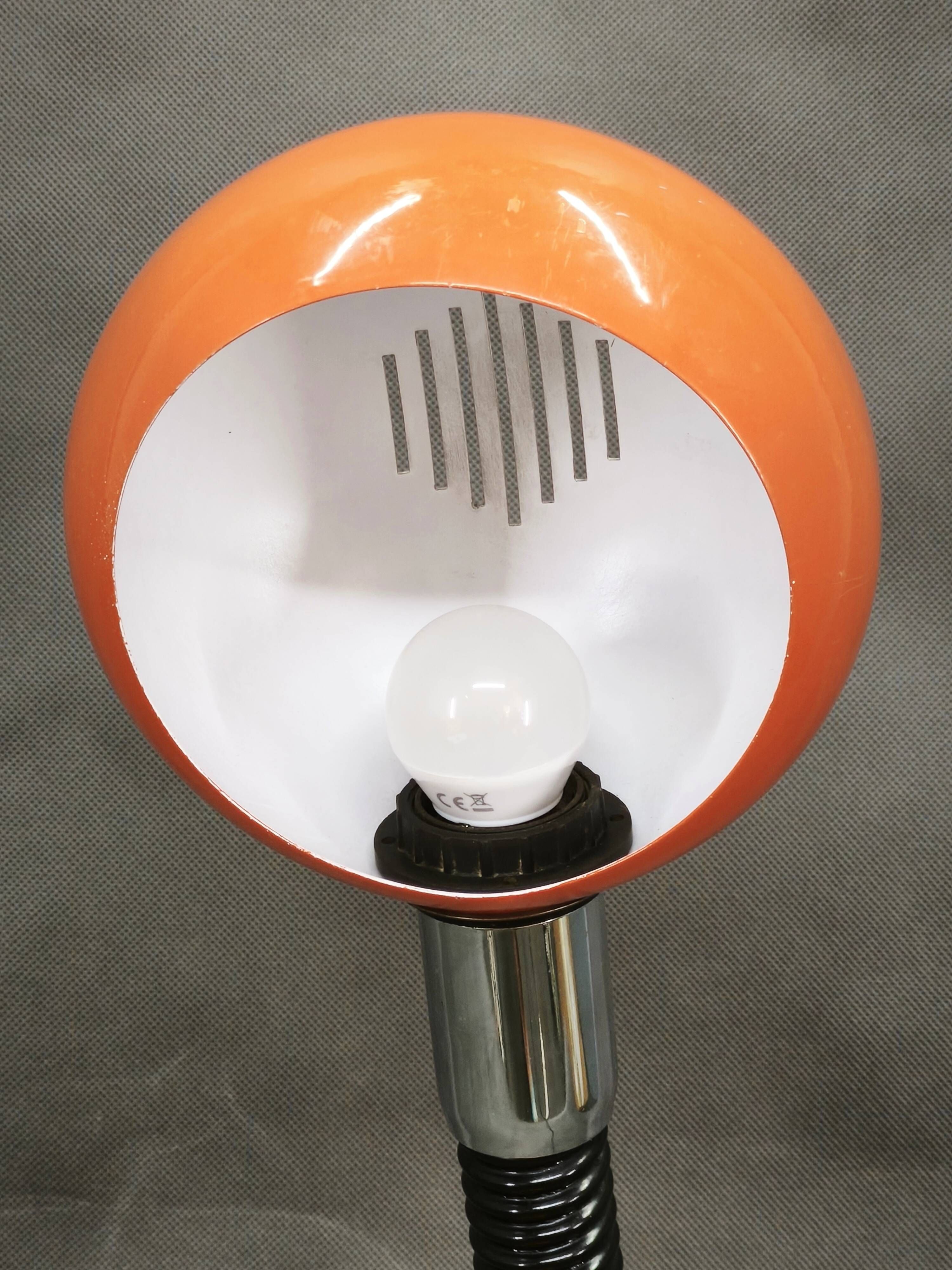 1970s Italian Orange Space Age Adjustable Gooseneck Table Lamp