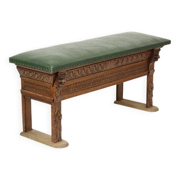Banc antique en chêne sculpté style Renaissance