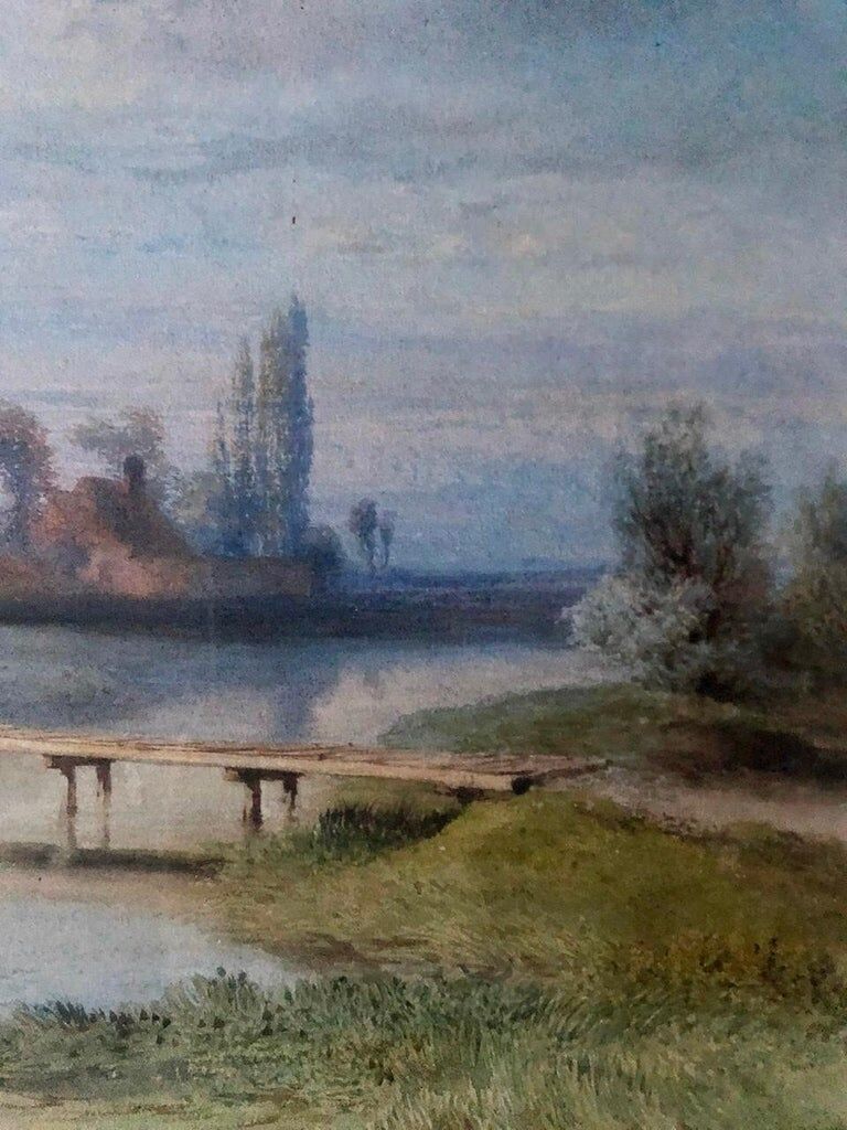 Pierre Girard, Paysage de campagne, watercolour, 1854