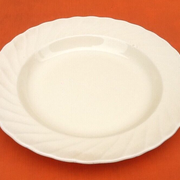 1950s Hollow plates Salins France Scalloped edge Color: Ivory