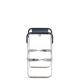 Contemporary Minimalist Bar Stool in Aged Silver Metal and Navy Blue Leather