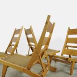 Rare set of 4 deckchairs AP71 including footstool by Hans Wegner for AP Stolen, Denmark 1968
