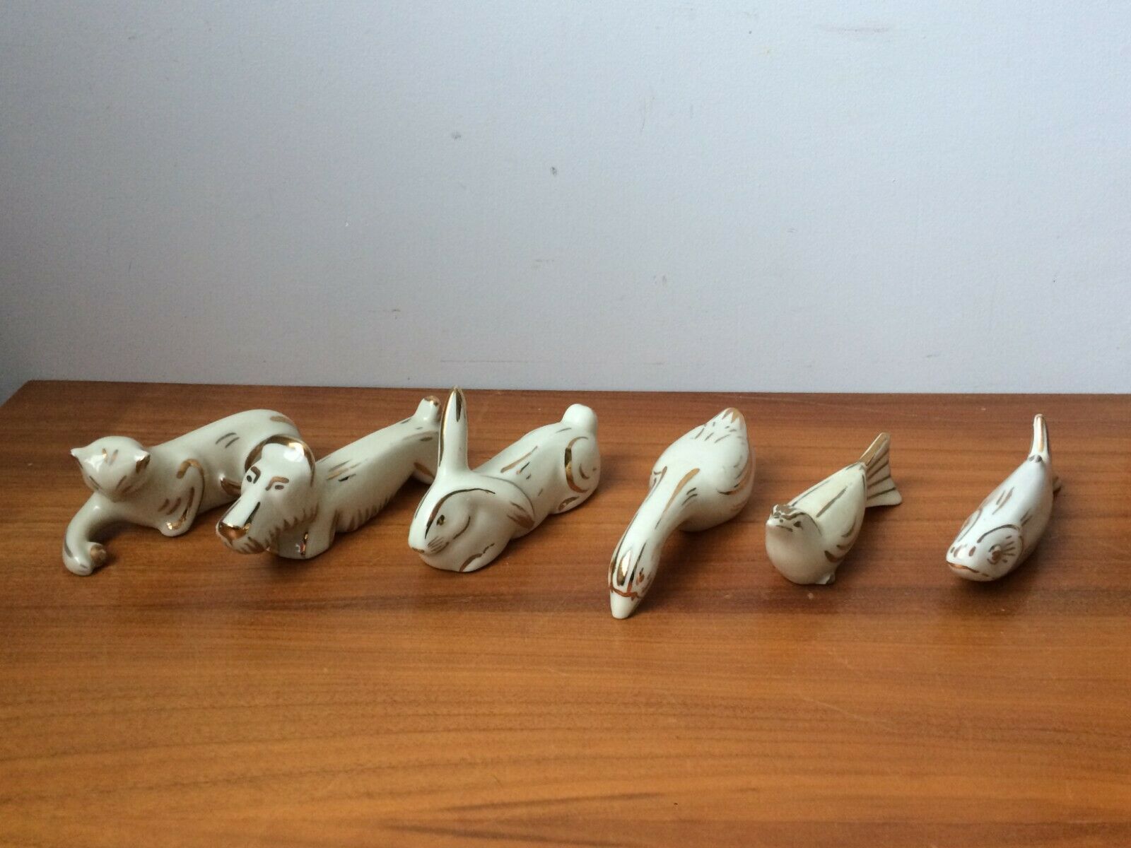 Lot de 6 porte couteaux animaliers en porcelaine de Limoges
