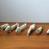 Set of 6 animal knife holders in Limoges porcelain