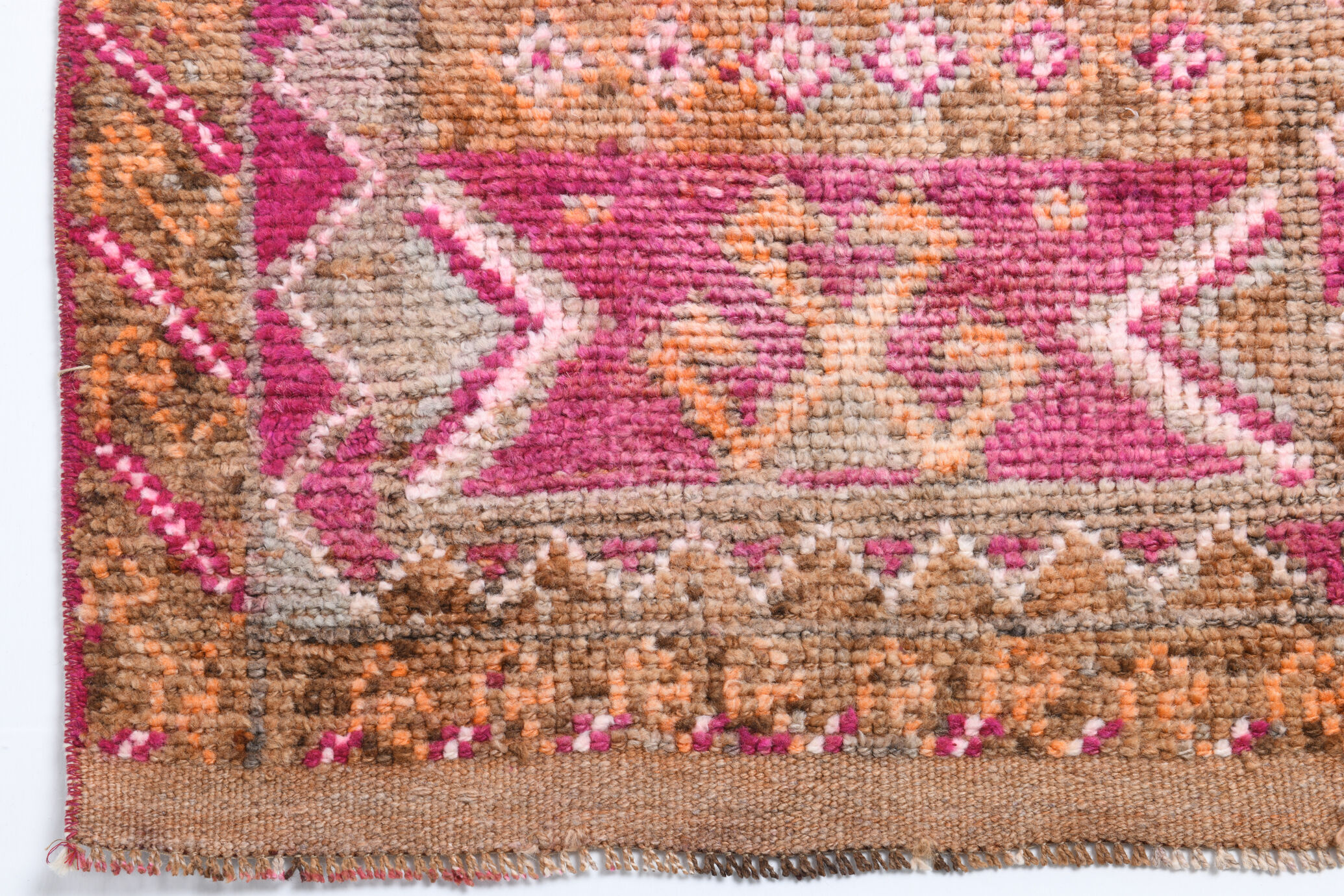 3x13 long hot pink vintage runner rug 399x81cm