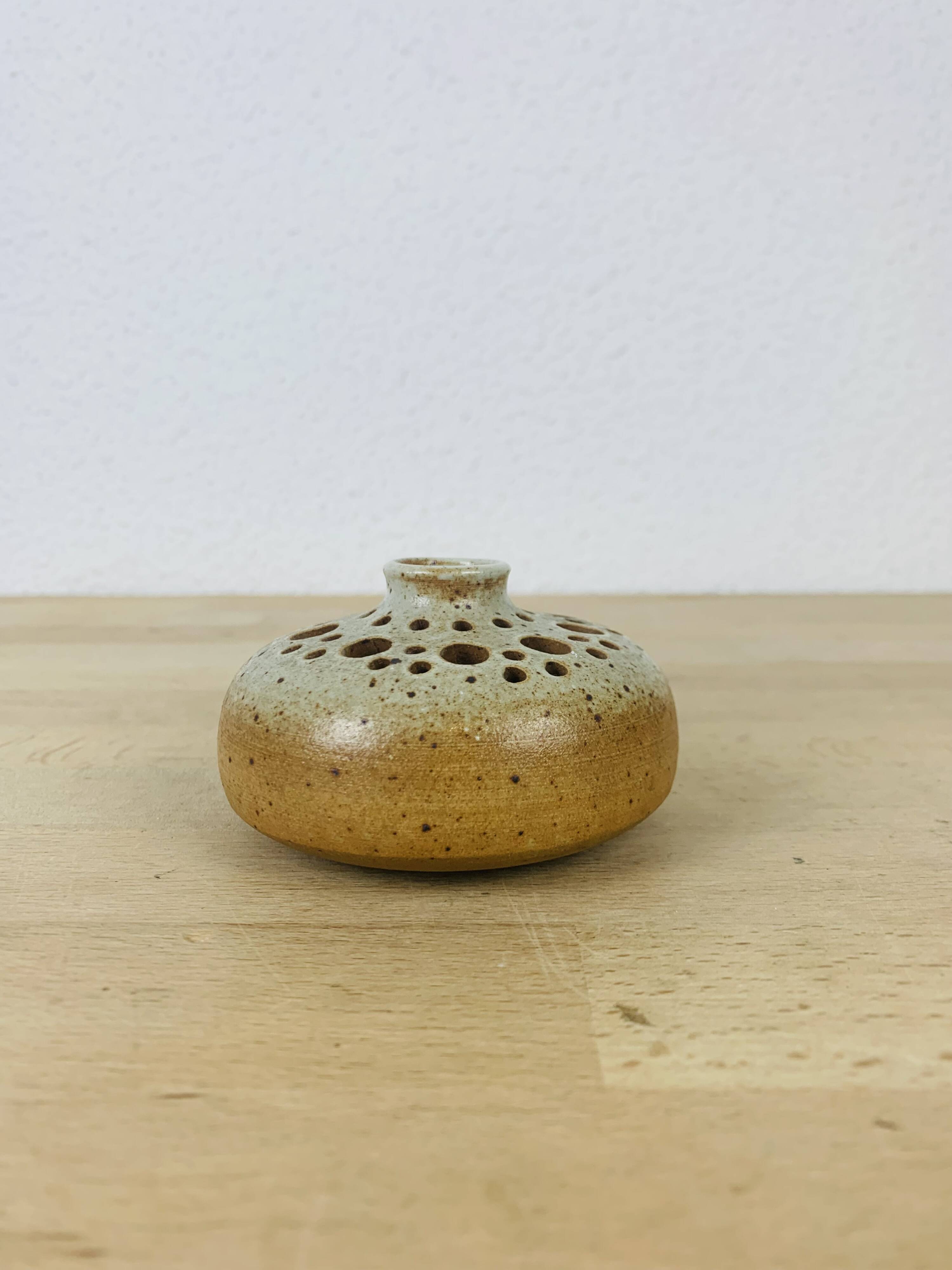 Stoneware flower spike ball vase, 7 soleils workshop