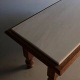 White marble carved oak coffee table
