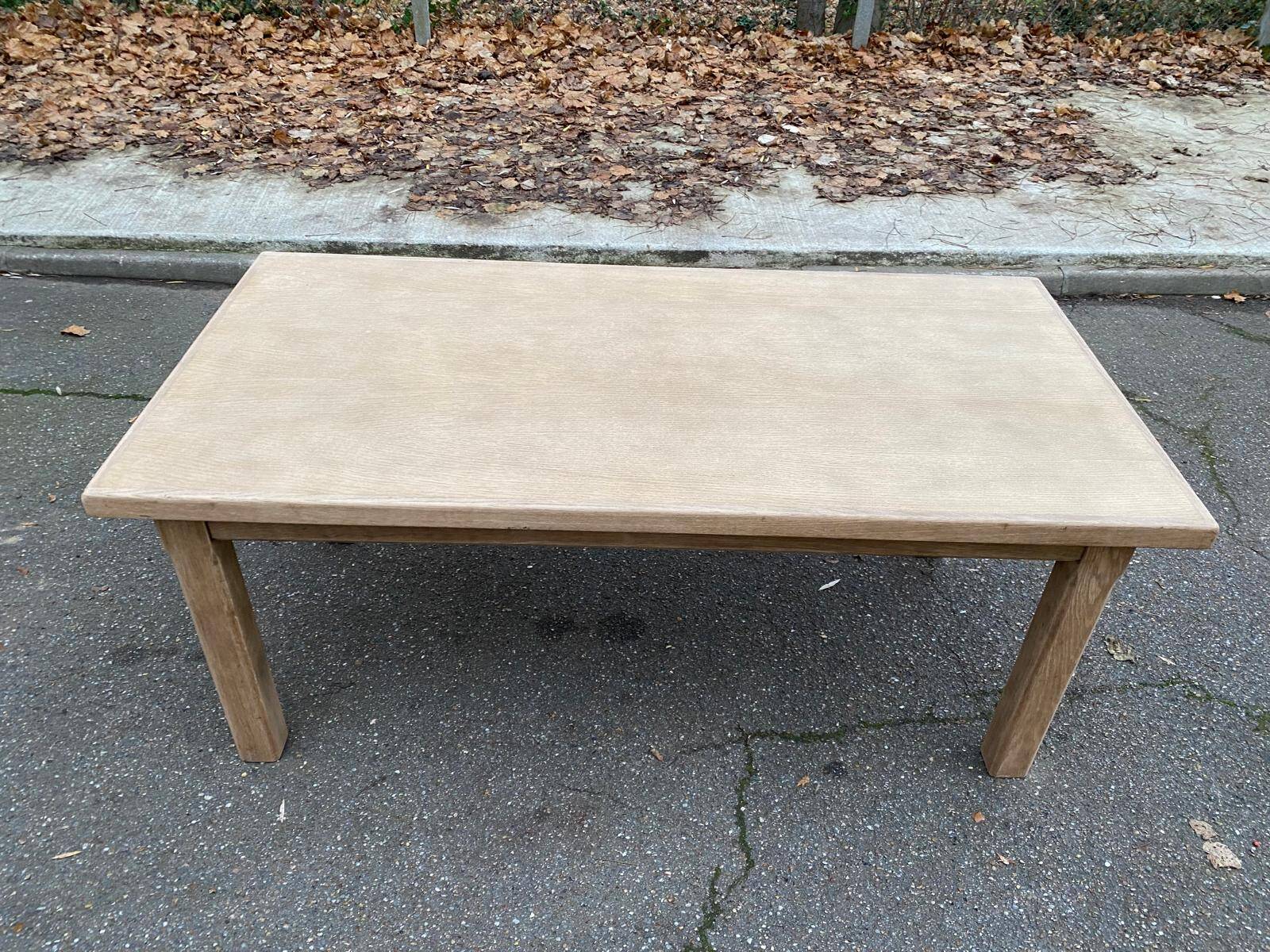 Renovated farmhouse dining table in raw oak from the 20th century, 180cm.