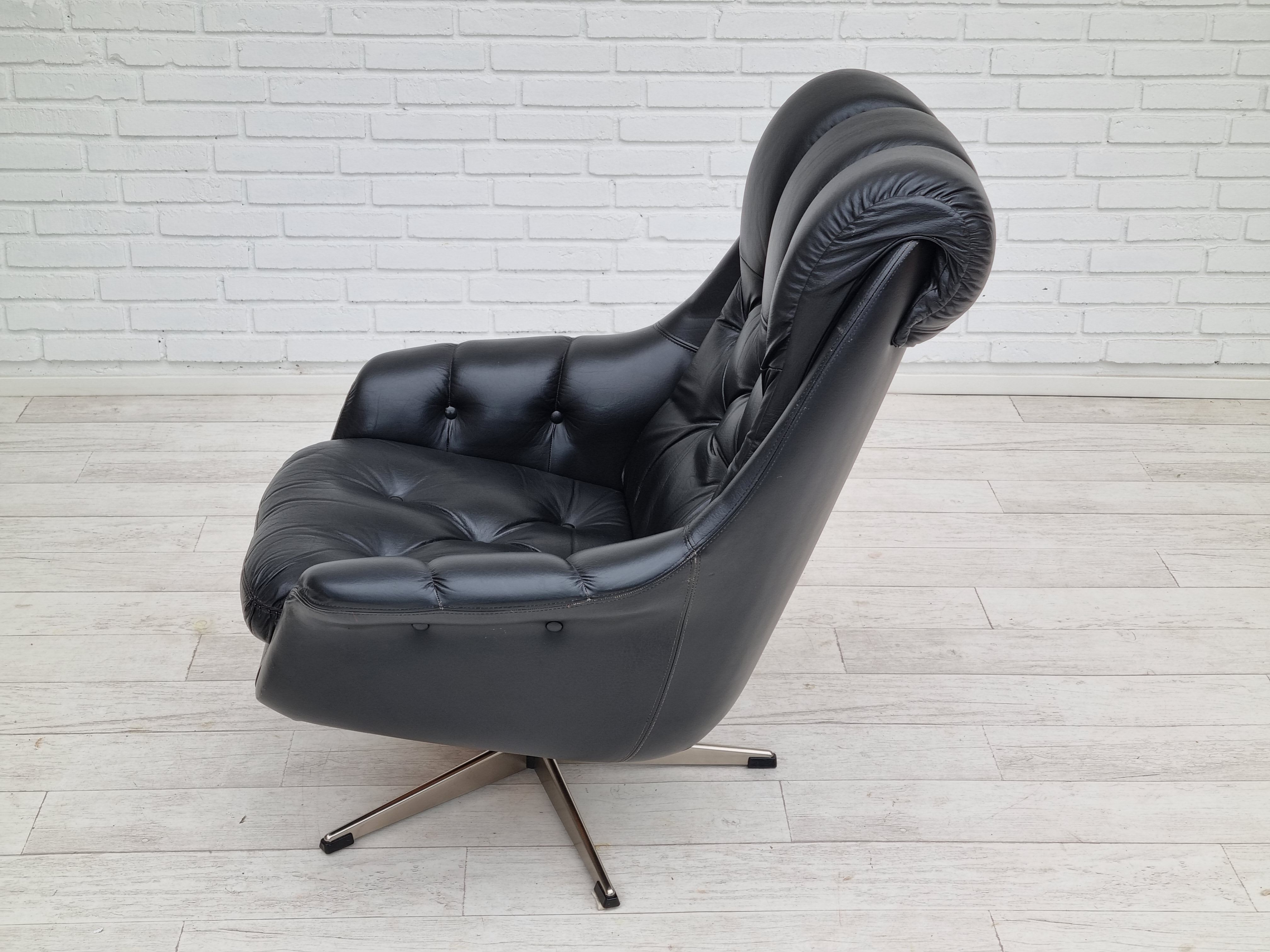 Fauteuil en cuir pivotant danois vintage