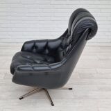 Fauteuil en cuir pivotant danois vintage
