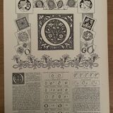 Lithographie gravure alphabet lettre O de 1897