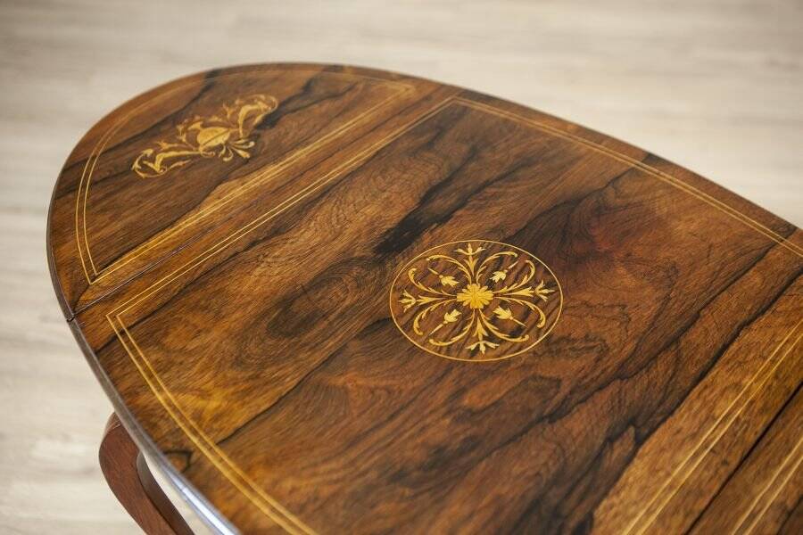 Antique Inlaid Rosewood Tea Table, 1890s