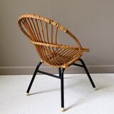 Armchair rattan vintage child shell