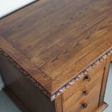 Bureau / Comptoir de Magasin Antique Art Nouveau en Chêne Sculpté, Pays-Bas, Début du 20ème Siècle