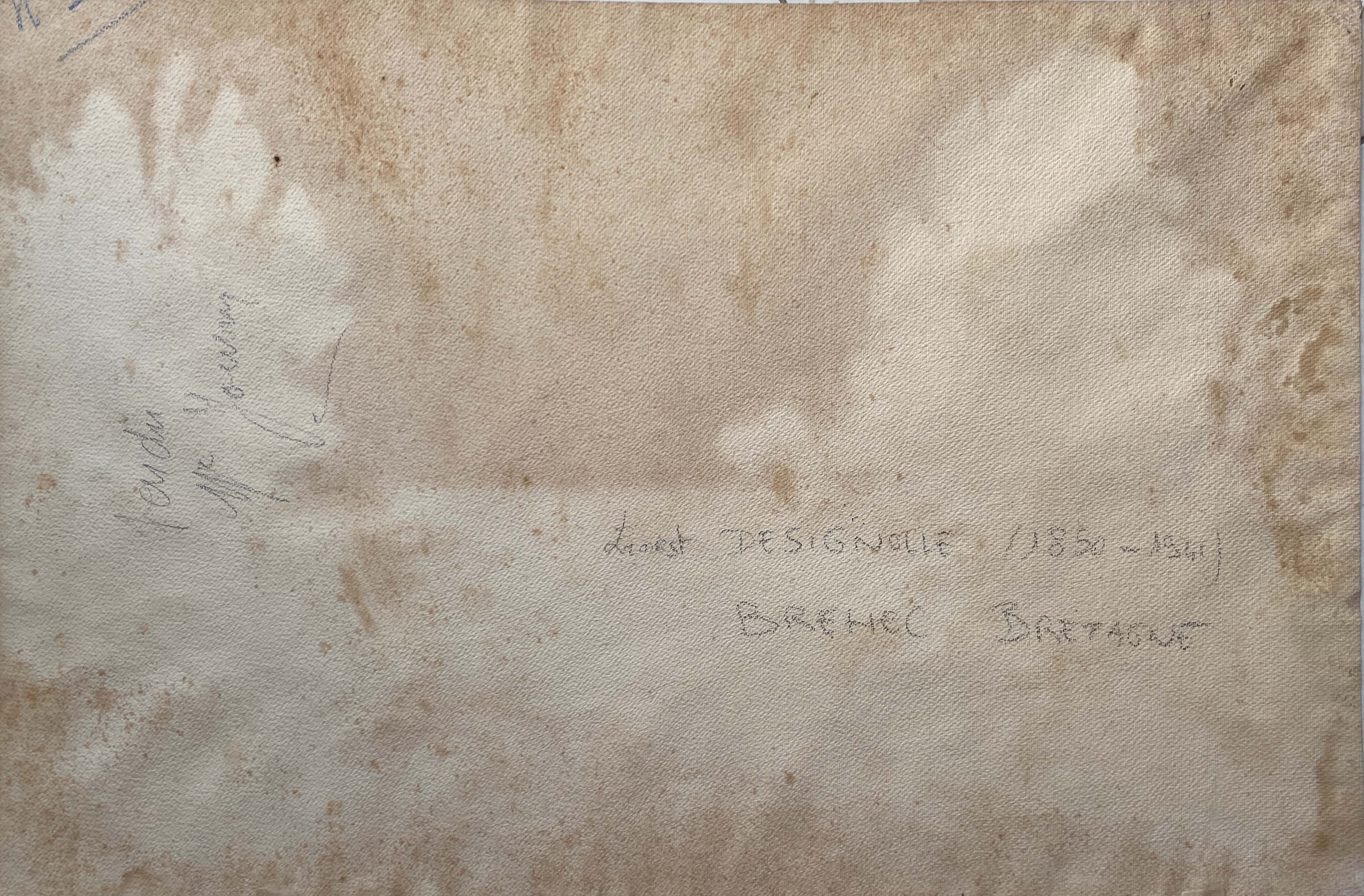 Watercolor Marine painting "Bréhec en Bretagne" Ernest Designolle (1850 / 1941)