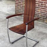 Ensemble vintage de quatre chaises design en hêtre massif chrome