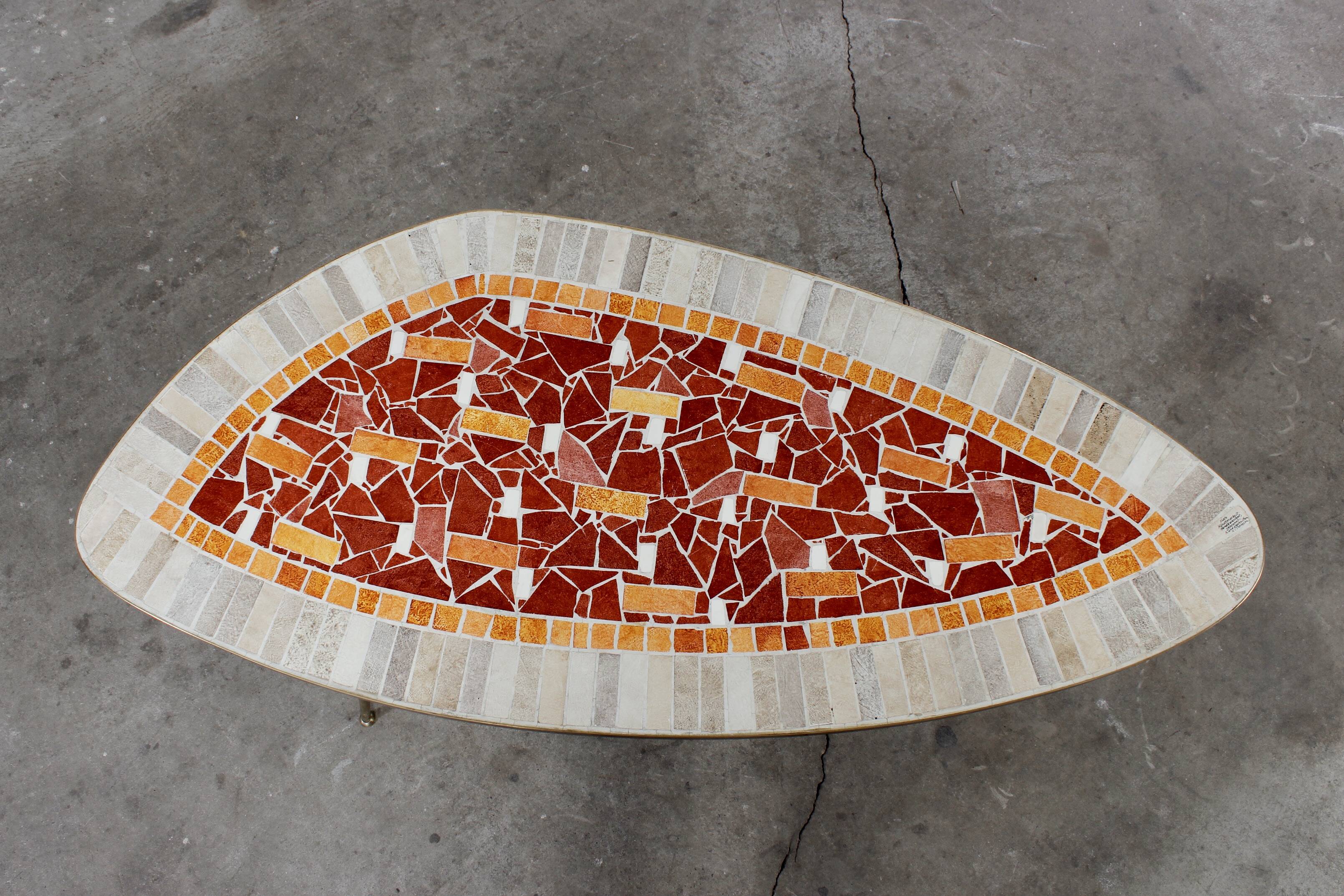 Artist mosaic table K. Theessen coffee table vintage