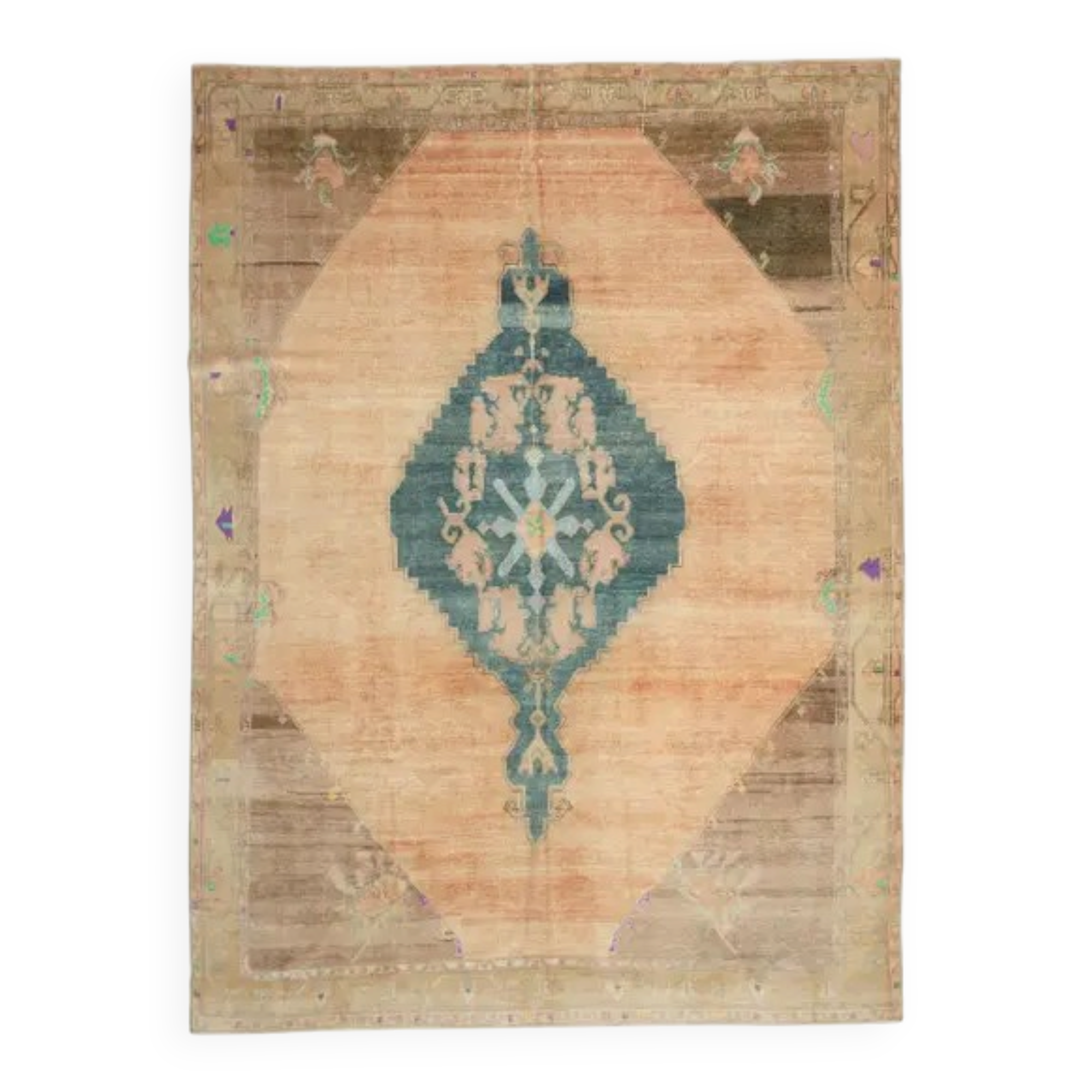 1940s Vintage Turkish Hand-Knotted Area Rug 228x303
