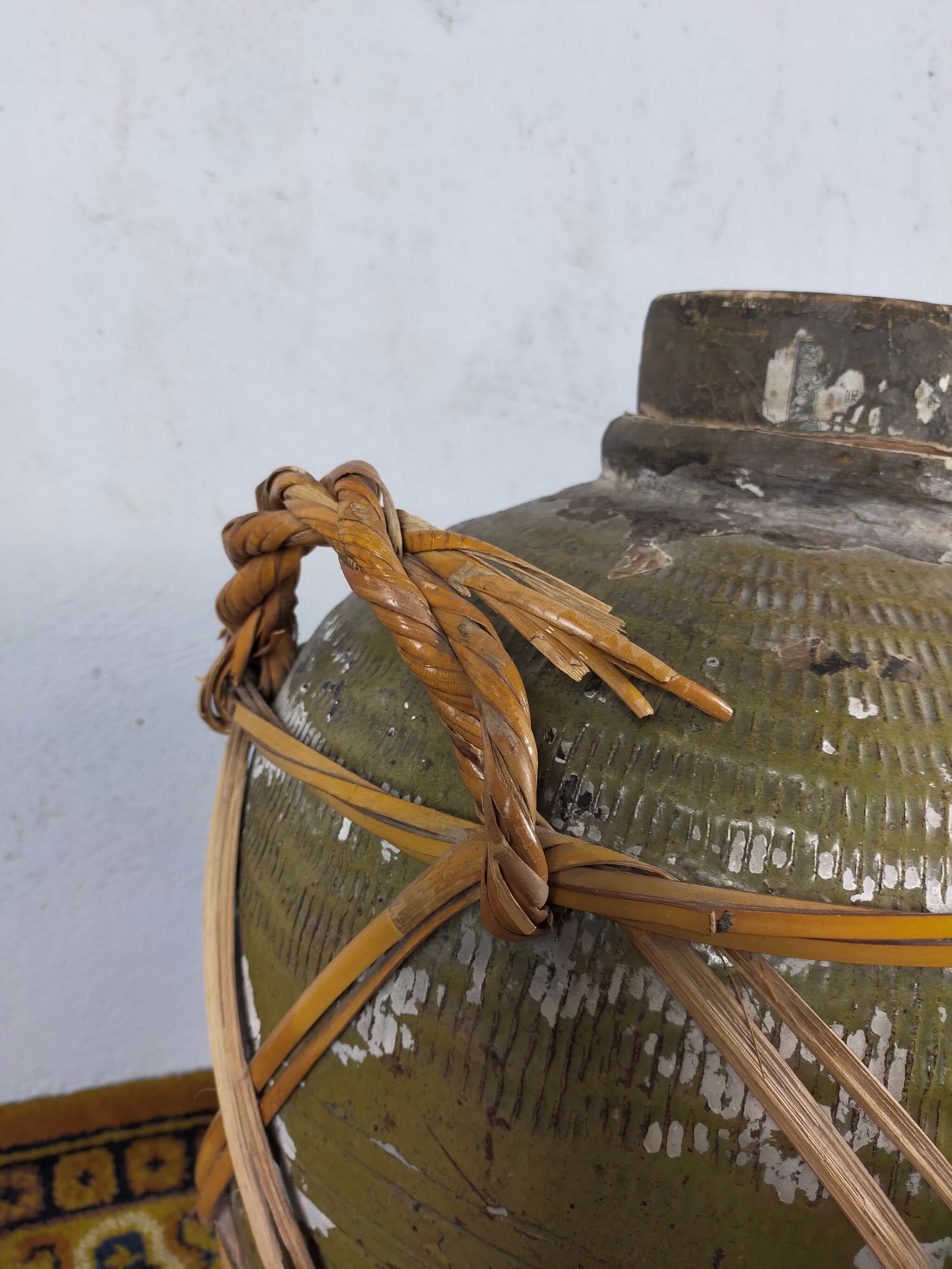 19th century terracotta and rattan jar