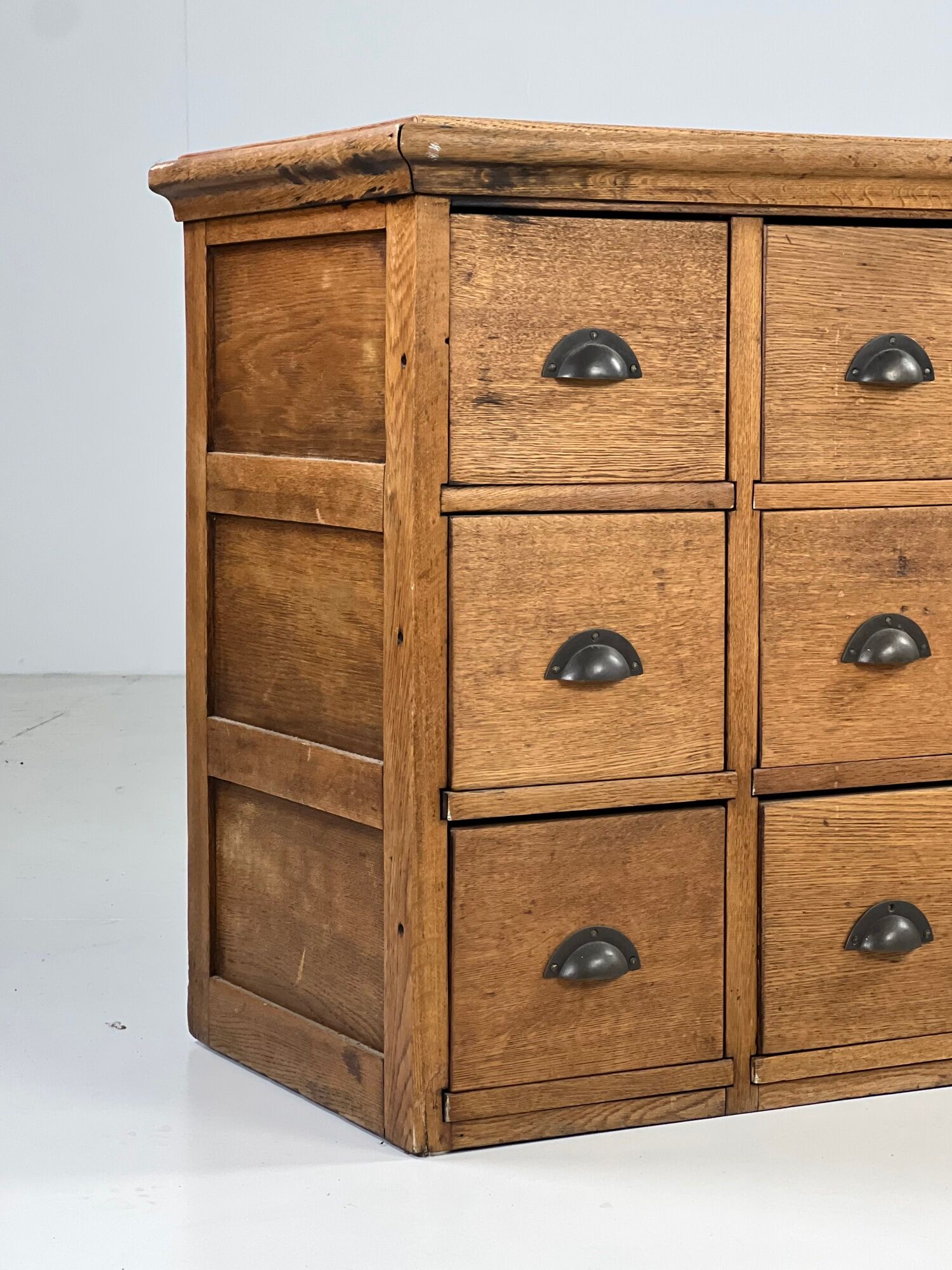 Pharmacy cabinet chest of drawers large oak antiques