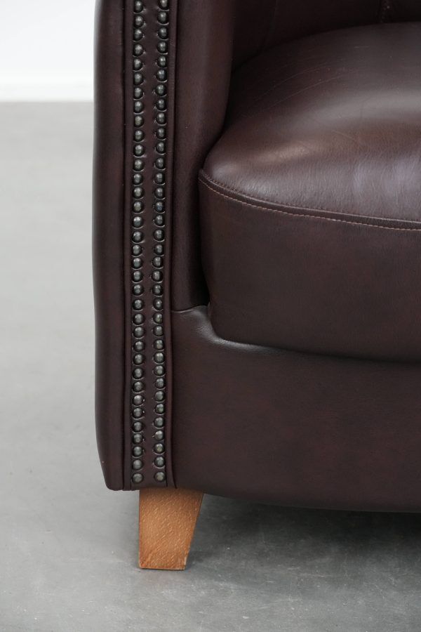 Club Armchair in Very Good Condition Made of Cowhide in English Style