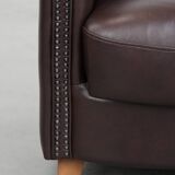 Club Armchair in Very Good Condition Made of Cowhide in English Style