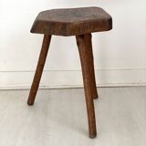 Brutalist stool in solid oak
