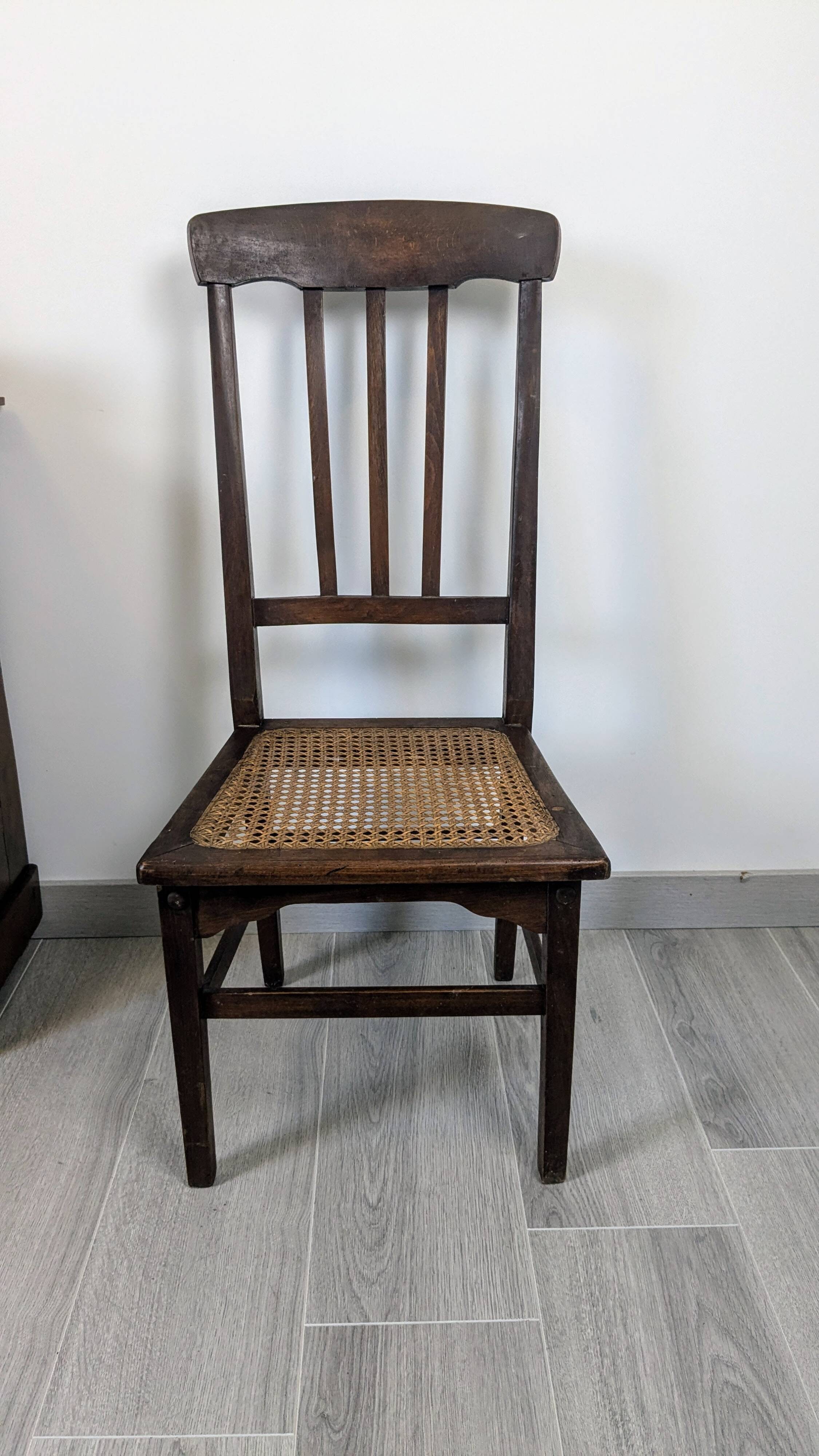 Stella nurse's chair in dark wood and cane