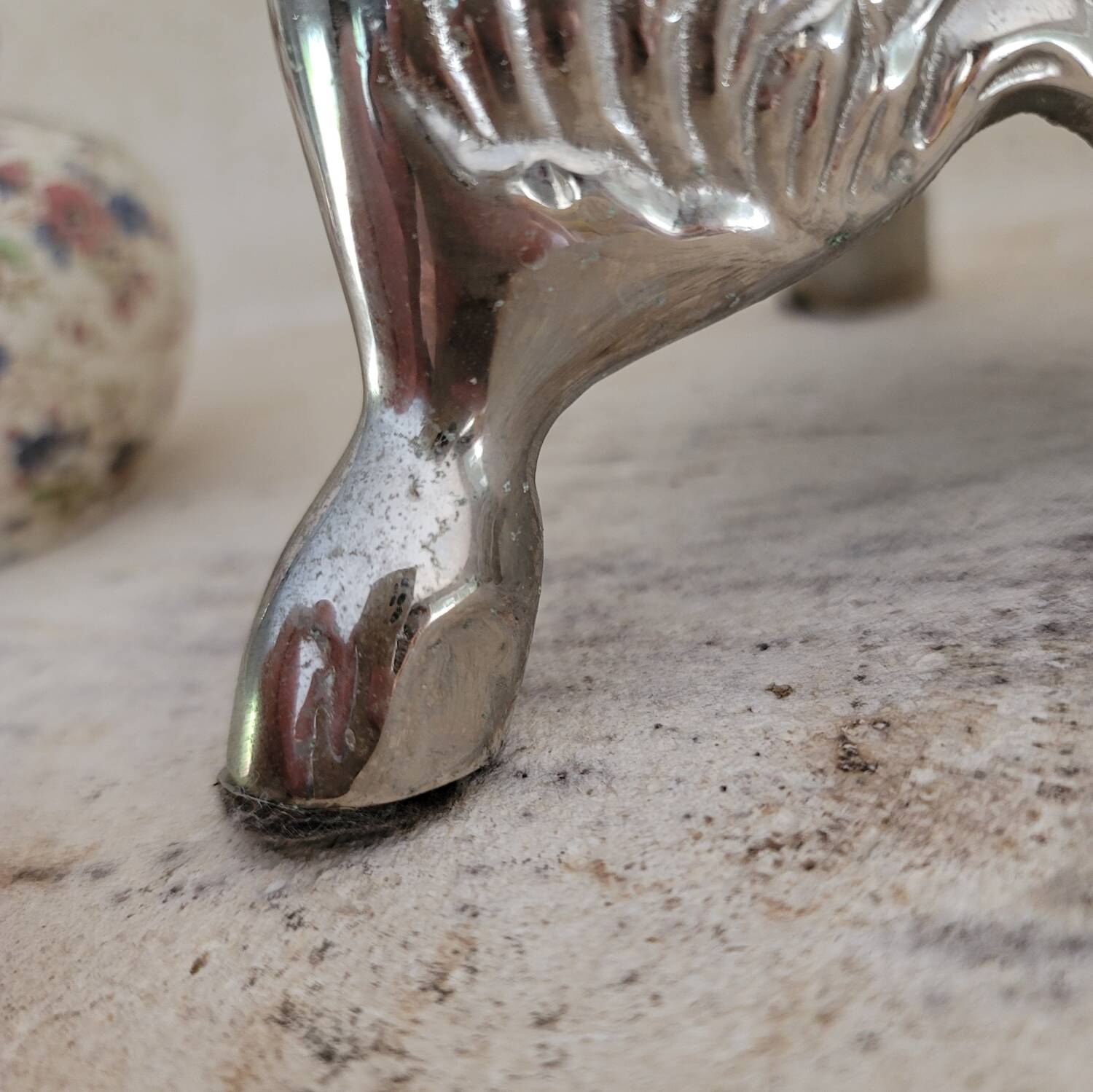 Large silver-plated metal candlestick
