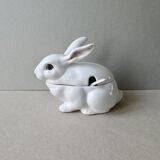 Saucière en barbotine lapin blanc, bordallo pinheiro portugal