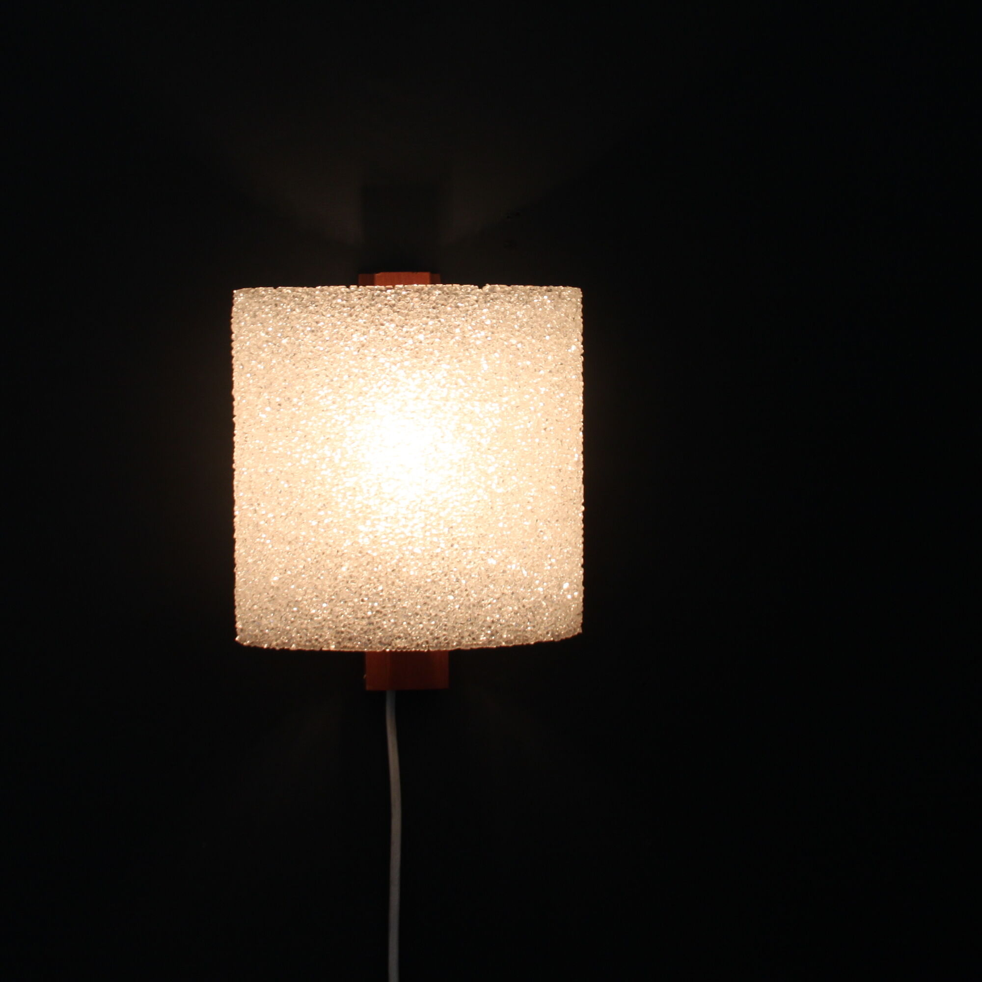 Pair of vintage wood perspex wall lamps, seventies, 70, scandinavian