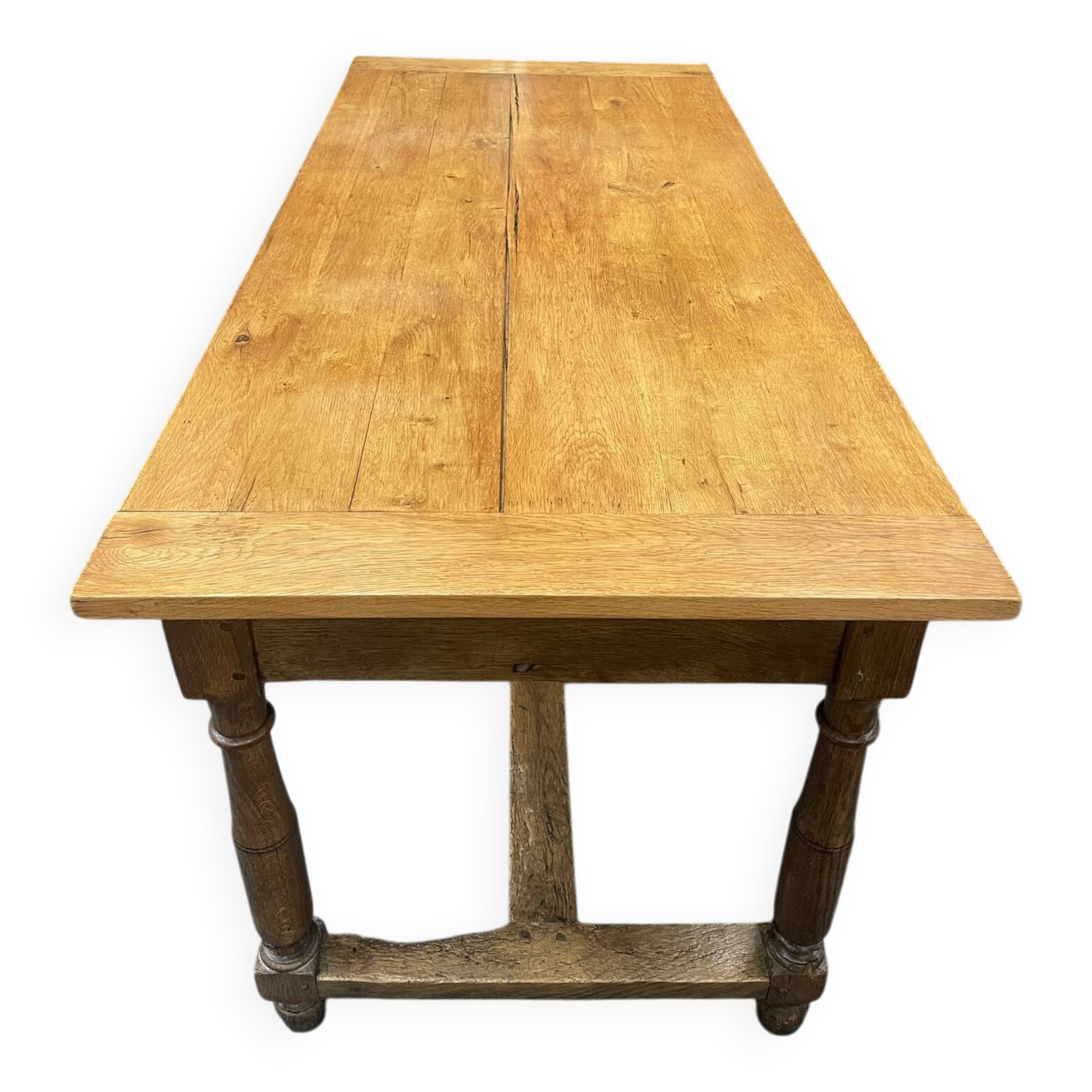 Table de ferme ancienne Louis XIII en chêne massif – Console / Îlot d'