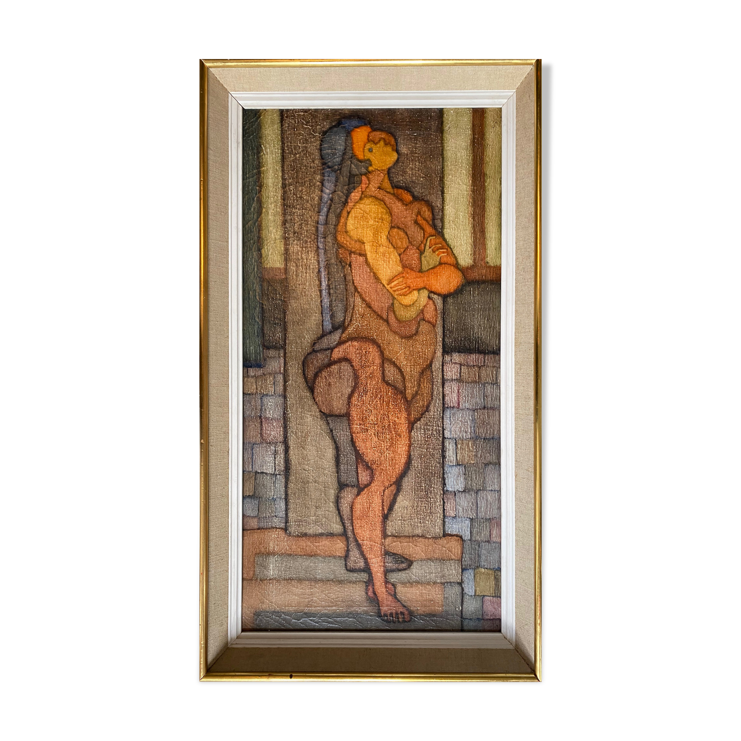Post cubist painting "Long-haired Naked" HST Signed 1958/59