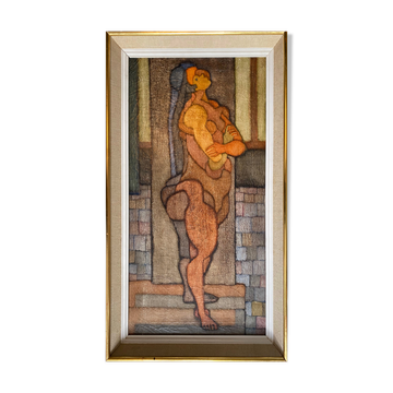 Post cubist painting "Long-haired Naked" HST Signed 1958/59