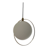 Suspension boule verre blanc et laiton - NV Gallery - parfait état