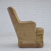 Fauteuil danois en velours vert, années 1970
