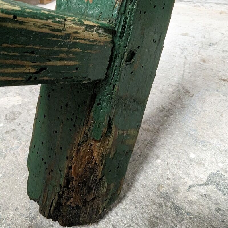 Old green farm table