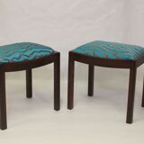 Pair of 50/60 design stools, jacquard fabric.