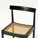 Mid-century dining chair in black laquered wood and cane