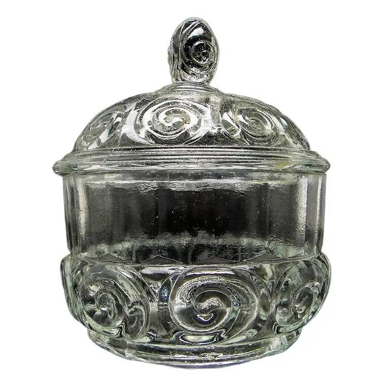 Sugar bowl, postmodern new look, pressed glass, Poland, 1970s