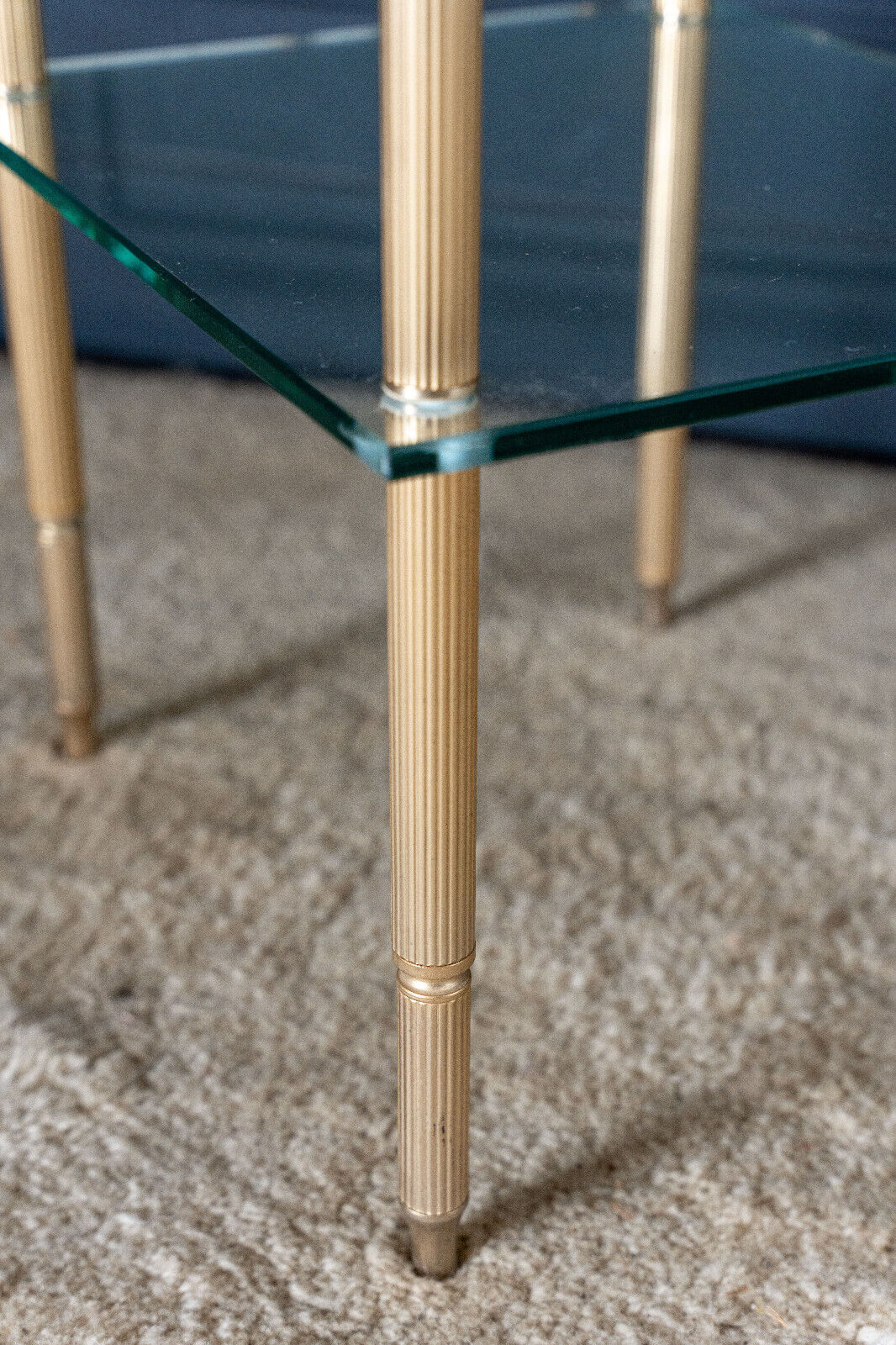 Bedside table 1980 golden metal 2 glass tops