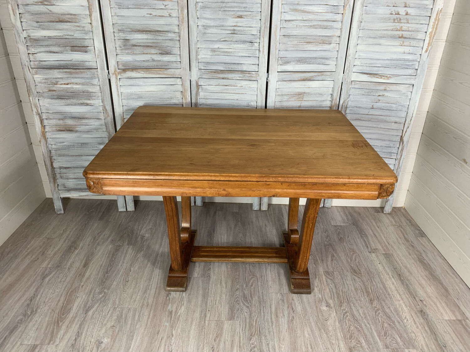 Table en chêne art déco avec rallonge 1920