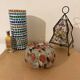 White, orange & brown glass pumpkin lamp – vintage