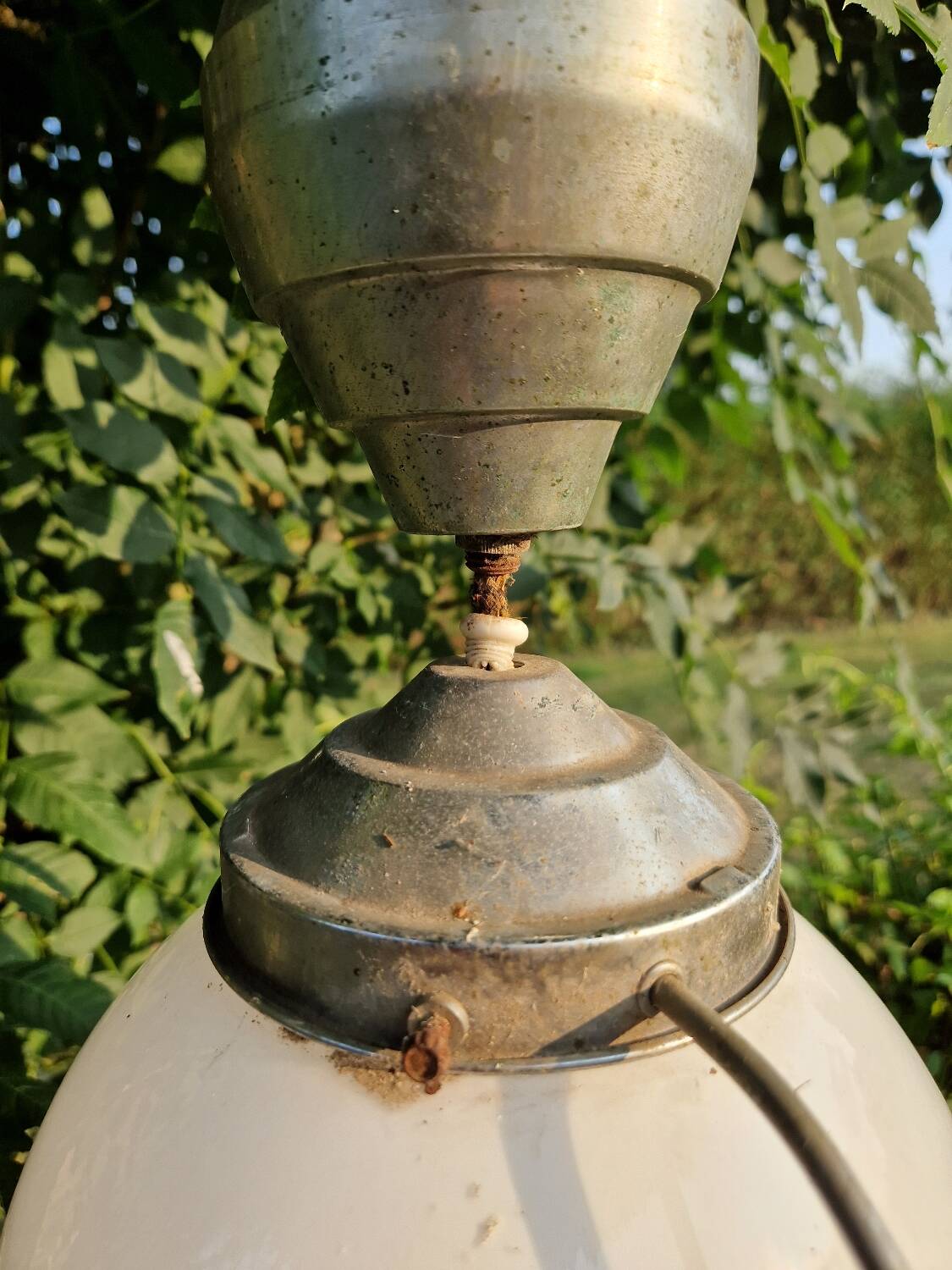 Art Deco aluminum and opaline up and down suspension