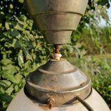 Art Deco aluminum and opaline up and down suspension