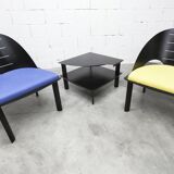 Set of 2 armchairs and coffee table designed by Patrice Bonneau, Genexco edition, 19