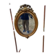 Miroir ovale en bois et stuc doré 19ème