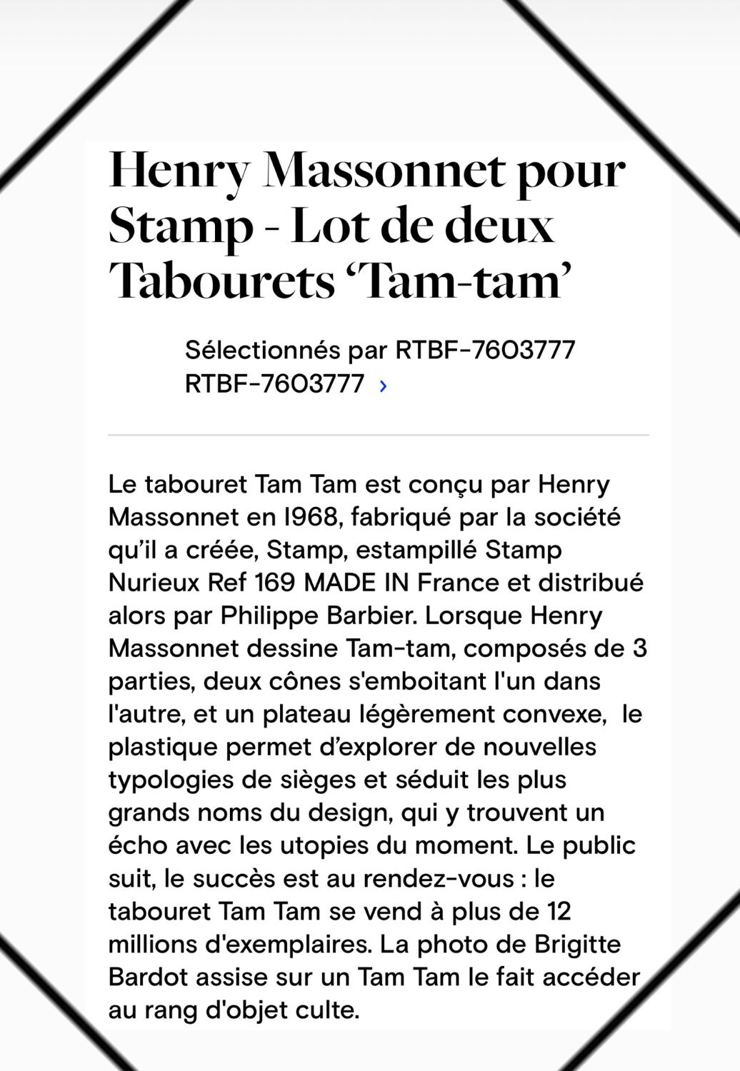 Stool Tam Tam by Stamp 1970